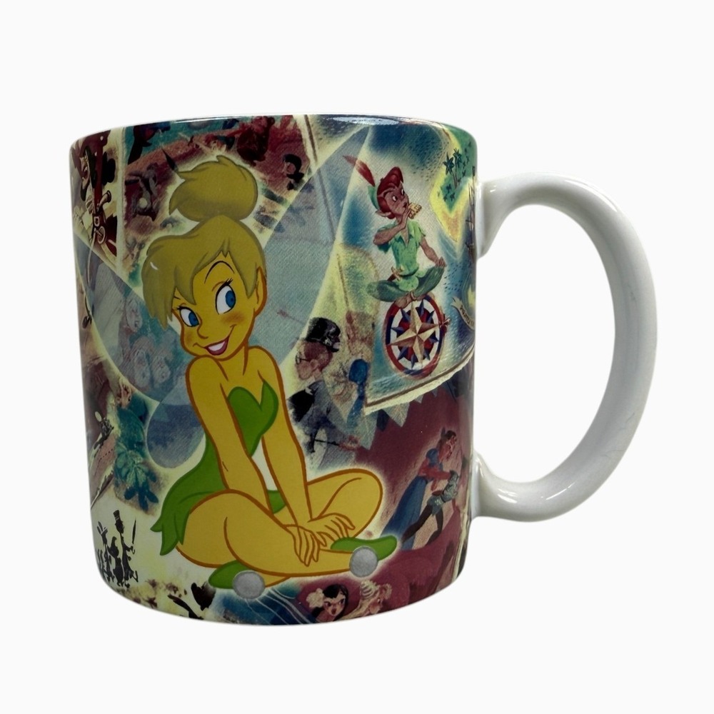 Disney Tinker Bell Peter Pan Collage Mug 18 Oz Ceramic Coffee Cup
